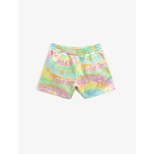 Koton Tie-Dye Patterned Shorts with Pocket. Elastic Waist. Comfortable Cut.