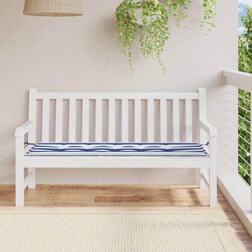 vidaXL Jastuk za vrtnu klupu plavo-bijeli prugasti 150x50x3 cm tkanina Cijene