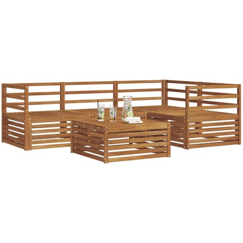  Set vanjskih sofa 5 kom. Prirodna Čvrsto drvo akacije Slike