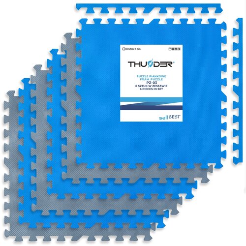 THUNDER Za&scaron;čitne fitness podloge PZ-03 &ndash; 60 &times; 60 cm, 6-delni set, modro-sive puzzle podloge, (5000115962) Cene