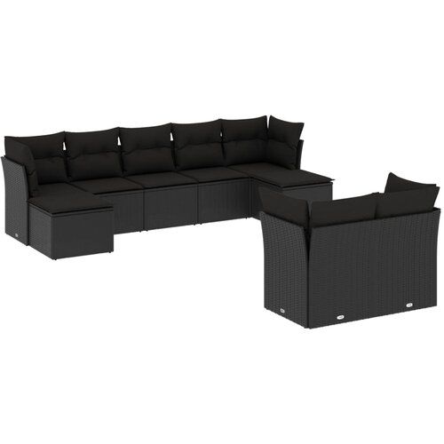  9-dijelni set vrtnih sofa s jastucima crni od poliratana Crna 55 x 55 x 37 cm Slike