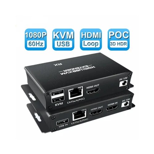 Kettz KT-HDEX60M HDMI KVM USB Ekstender Cat5e67 Slike