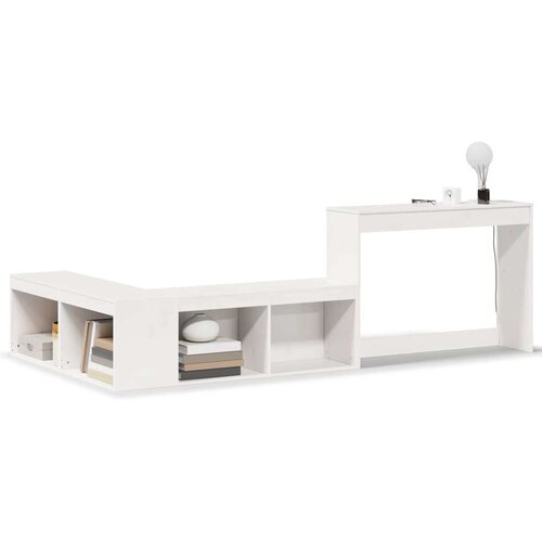 VidaXL Noćni ormarić sa stolom bijeli 232x112x75 cm masivna borovina Slike