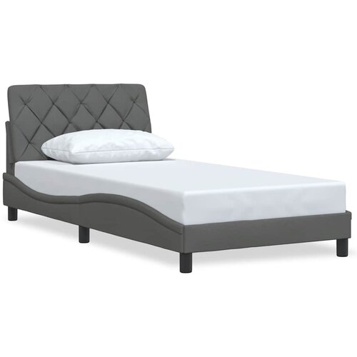 Maison Chic Posteljni okvir - Enojna postelja - Postelja za odrasle brez vzmetnice temno siv 100x200 cm blago-J7812, (21763686) Slike