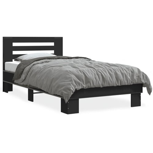 VidaXL Okvir za krevet crni 75 x 190 cm od konstruirano drvo i metal Slike
