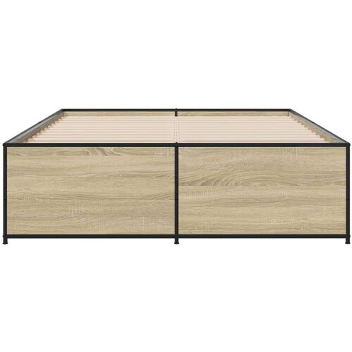 VidaXL Okvir za krevet boja hrasta 135x190cm konstruirano drvo i metal Slike