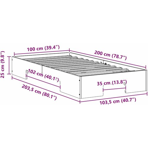  Krevetna konstrukcija Smeđa 100 x 200 cm Slike