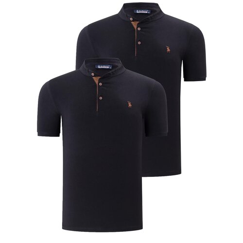 Dewberry DUO SET T8560 MENS T-SHIRT-DARK BLACK-DARK BLACK Slike