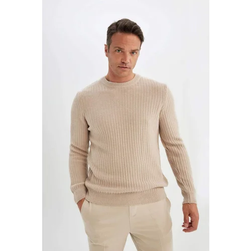 Defacto Standard Fit Crew Neck Waffle Sweater