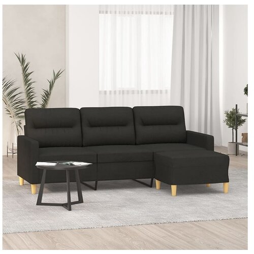 VidaXL Trosed s stolčkom za noge črn 180 cm blago Slike