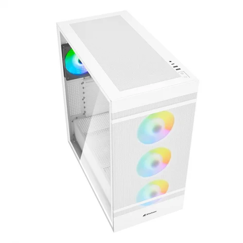  Kućište SHARKOON gaming, Rebel C50 RGB White, ATX, ventilator 4x120mm Addressable RGB