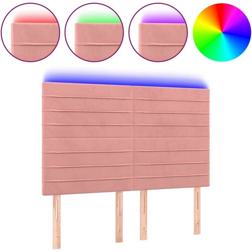 Maison Chic led posteljno vzglavje - vzglavna omarica - nočna omarica roza 144x5x118/128 cm žamet, (21711598) Slike