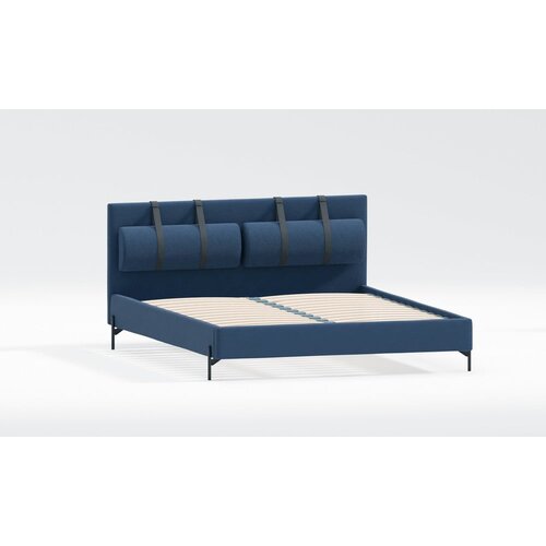 Ropez Tamno plavi tapecirani bračni krevet s podnicom 160x200 cm Tulsa &amp;ndash; Slike