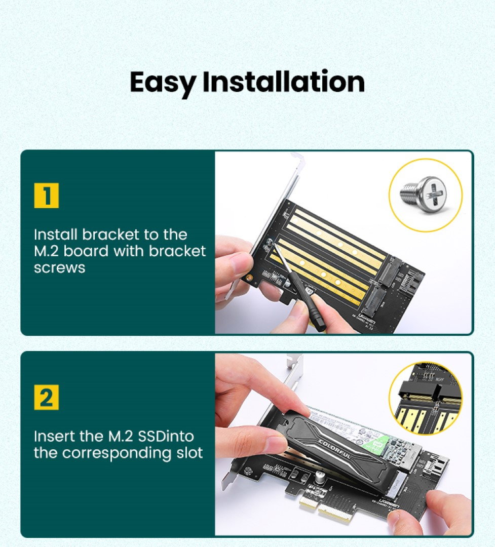 Ugreen 70504 M2 / M.2 NVME na PCI-E 3.0 pro&amp;scaron;irena kartica s M.2 SATA podr&amp;amp;scaron;kom Slike
