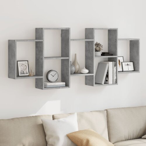 VidaXL Stenska polica betonsko siva 159x18x65 cm inženirski les Slike