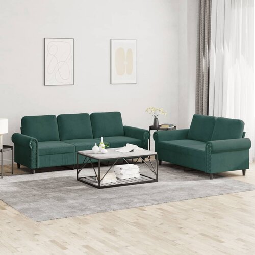 vidaXL 2-dijelni set sofa s jastucima tamnozeleni baršunasti Cijene