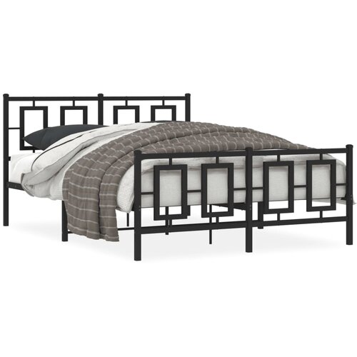 Maison Chic Kovinski Posteljni okvir - Dvoposteljna postelja - Zakonska postelja z vzglavjem in vznožjem črn 140x190 cm, (21695593) Slike