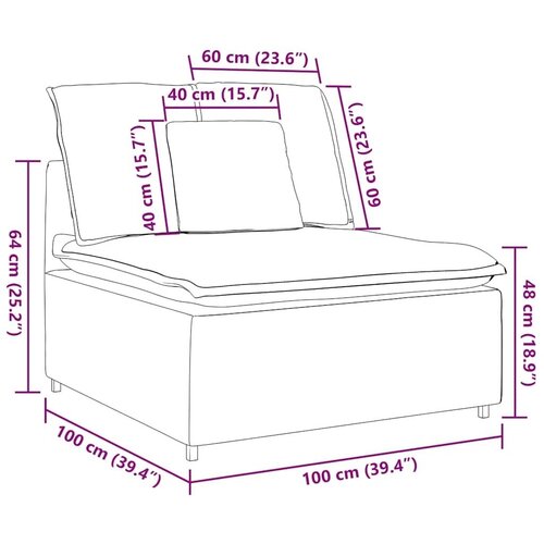  Modularna sofa s jastucima plava 100 cm - Plava Sredi&amp;scaron;nja sofa Slike
