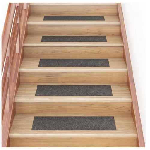  Samolepilne preproge za stopnice 15 kosov 76x20 cm sivo rjave