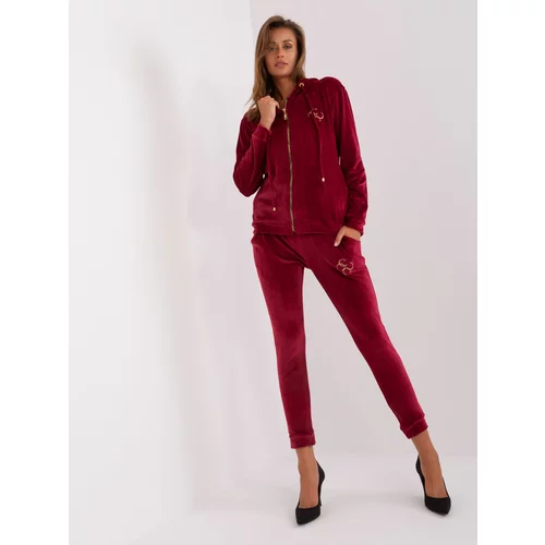Fashion Hunters Dark chestnut velour set with Melody patches