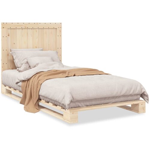 VidaXL Okvir kreveta s uzglavljem 100 x 200 cm od masivne borovine Slike