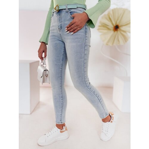 DStreet Spodnie damskie jeansowe skinny w serca JENIVIA niebieskie Slike