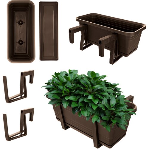 KADAX Balkonski cvetlični lonec, cvetlični lonec 40 cm, ročaji, stojalo, balkonska ograja, (5000346177) Slike