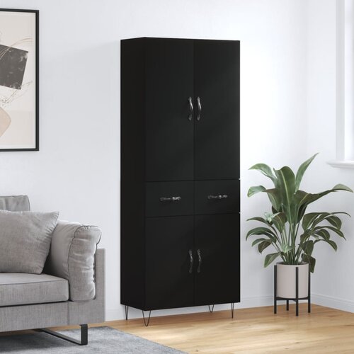 VidaXL Visoka komoda črna 69,5x34x180 cm inženirski les Slike