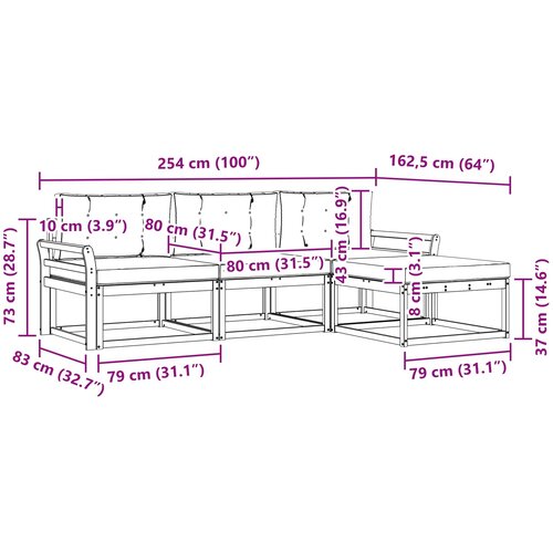  Set vanjskih sofa 4 kom. Prirodna i antracit Smeđa 254 x 162,5 x 73 cm Slike