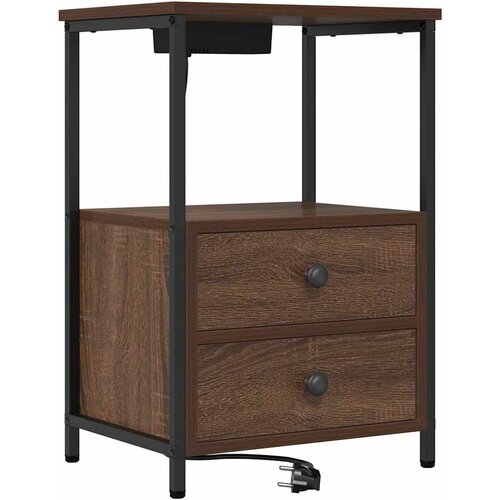  Noćni ormar 2 pcs Smeđi hrast 40 x 31 x 60 cm Konstruirano drvo Slike