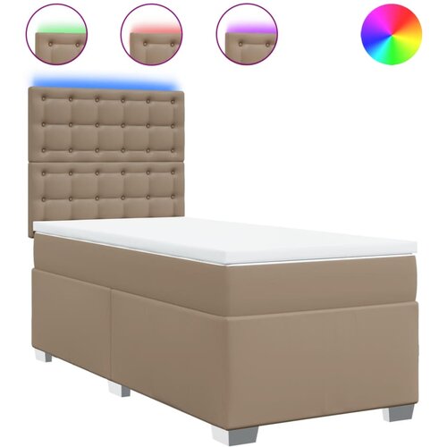 vidaXL Box spring postelja z vzmetnico kapučino 80x200 cm umetno usnje, (21321177) Cene