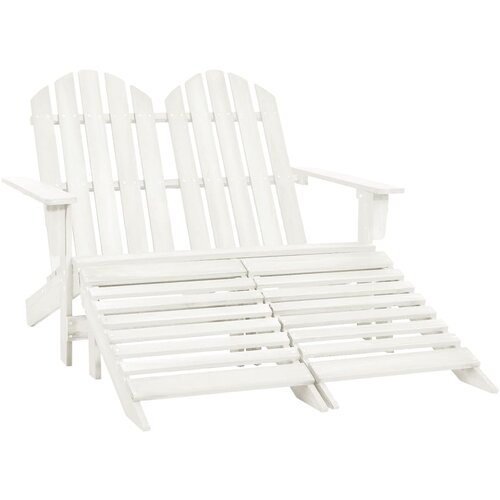 The Living Store Vrtni stol Adirondack za 2 osebi z naslonom za noge bel - Vrtni Stol, (21466532) Slike