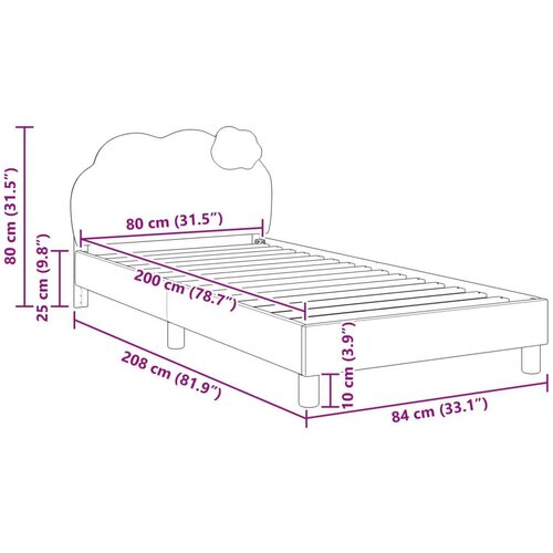  Krevet za djecu s uzglavljem s uzglavljem Plava 80 x 200 cm PU Slike