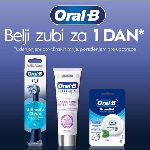 Oral-b iO Ultimate Clean zamenski nastavci 4kom + pasta za zube PRO 3D White 75ml + konac voskirani mint 50m Cene