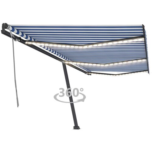 VidaXL Ročno zložljiva tenda z LED lučkami 600x300 cm modra in bela, (20742944) Slike