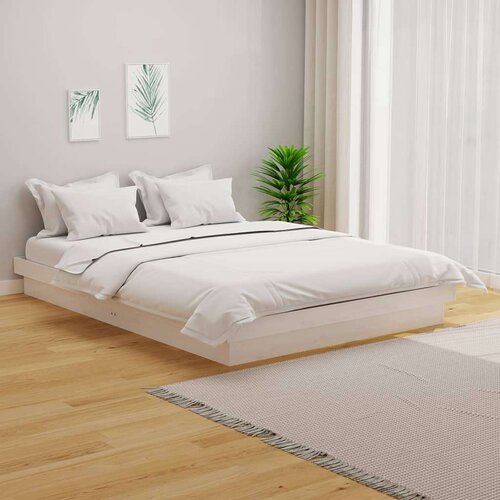  Posteljni okvir bel iz trdnega lesa 135x190 cm 4FT6, (20644428) Slike