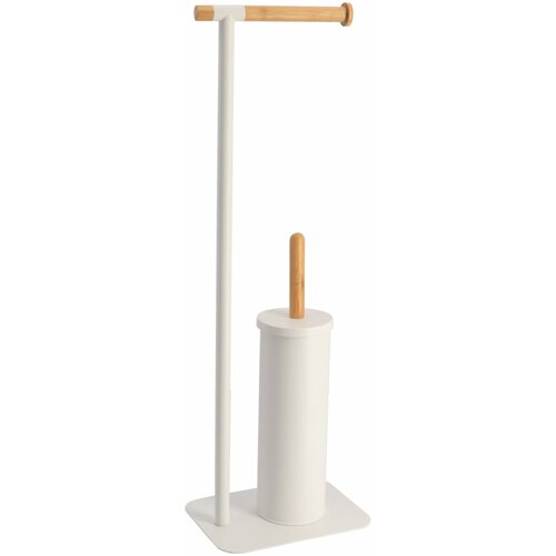 Tendance držač toalet papira i wc četke 22X16X695CM metal/bambus bela Cene