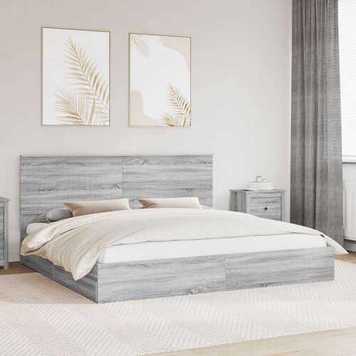  Krevet s od storage Siva Sonoma 200 x 200 cm Konstruirano drvo Cijene