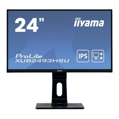 Iiyama Monitor XUB2493HSU-B1 24” IPS, ETE ULTRA SLIM LINE , 1920×1080 at 75Hz, ETE IPS-panel, 13cm Height Adj. Stand, Pivot, 250 cd/m², Speakers, VGA, HDMI, DisplayPort, USB-HUB, 3y