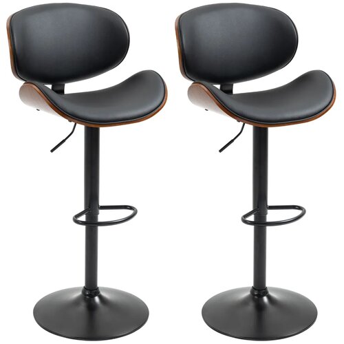  Set barskih stolica podesiva visina okretna umjetna koža čelični okvir crna 53 x 50 5 x 112 5 cm Slike