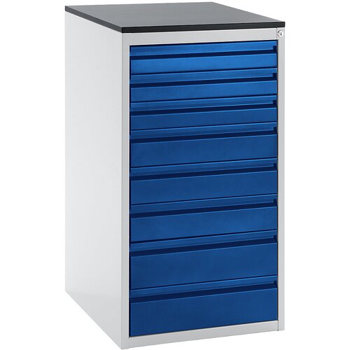 RAU Predalnik s teleskopskimi vodili, višina 1030 mm, predali 3 x 90, 3 x 120, 2 x 150 mm, svetlo siva / encijan modra, širina 580 mm Cene