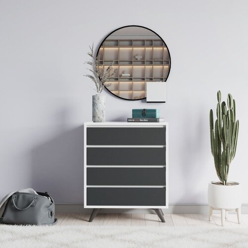Woody Fashion Komoda Suvera White Anthracite Slike