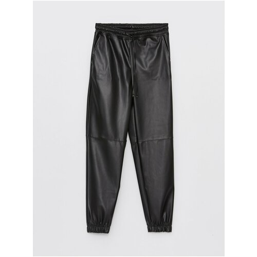 LC Waikiki Women's Leather-Look Straight Pants with Elastic Waist Slike