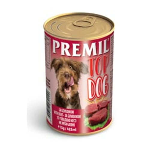 Premil vlažna hrana za pse u konzervi top dog govedina 415g Slike