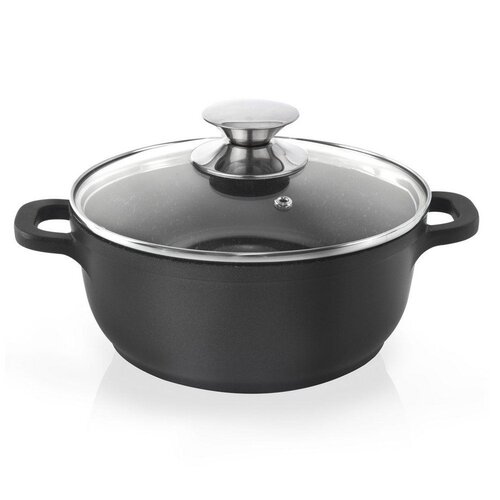 Orion Hrnec s nepřilnav&amp;yacute;m povrchem Pfluon Granit se skleněnou poklic&amp;iacute; Grande, ⌀ 20 cm Slike