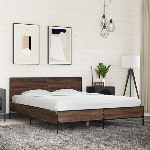  Okvir kreveta boja hrasta 160x200 cm konstruirano drvo i metal Cene