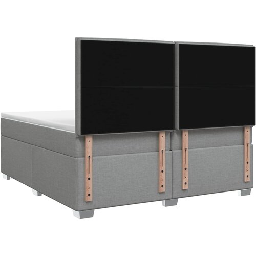  Boxspring krevet s madracem Svjetlosiva 200 x 200 cm Tkanina Slike