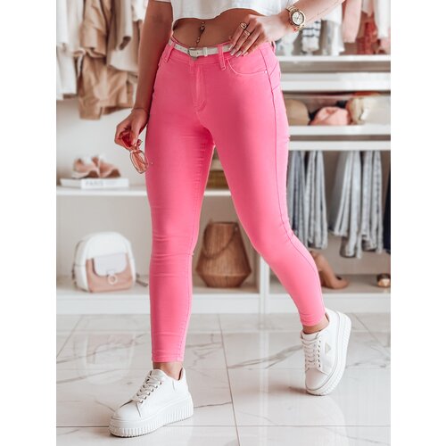 DStreet Spodnie damskie skinny z paskiem VIVASKIN różowe Cijene