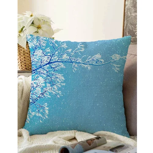 Minimalist Cushion Covers Modra prevleka za vzglavnik iz mešanice bombaža Winter Wonderland, 55 x 55 cm