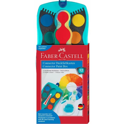 Faber-castell vodene barvice connect s čopičem, 12 kosov, turkizen